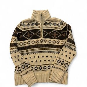 Woman’s beige and Brown Patterned cotton vintage 90s Sweater